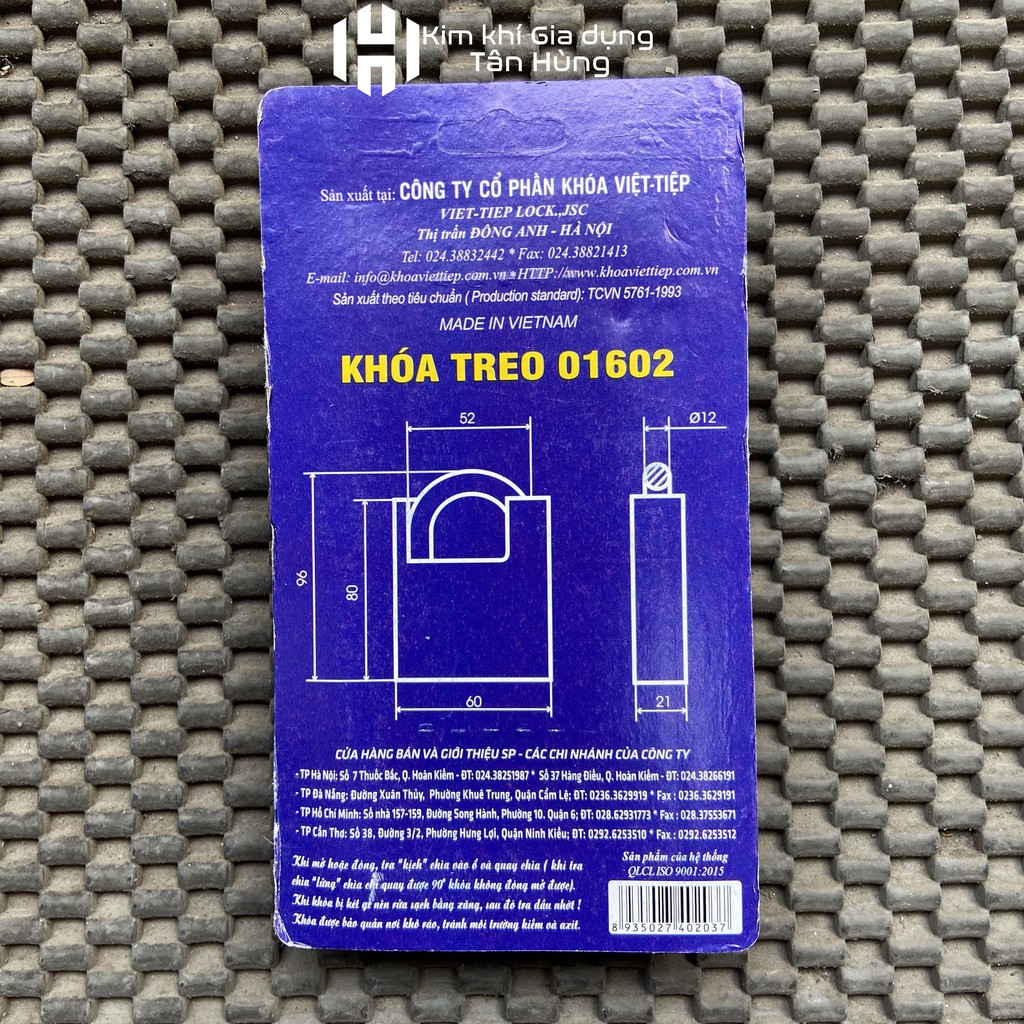 Khoá Việt Tiệp Chống Cắt các cỡ 01602;01502;01402 -  Khóa Việt Tiệp