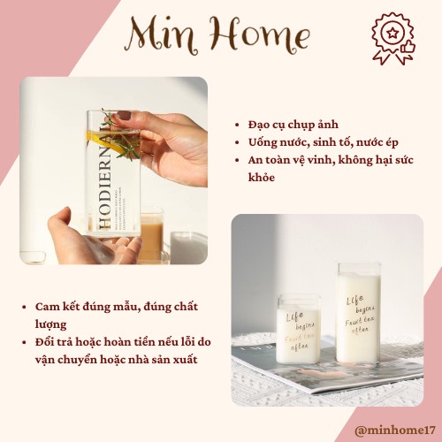 Cốc Thủy Tinh MẠ Chữ Vàng Sang Chảnh Cao Cấp Độc Đáo Ly Uống Nước Decor Trang Trí Minhome