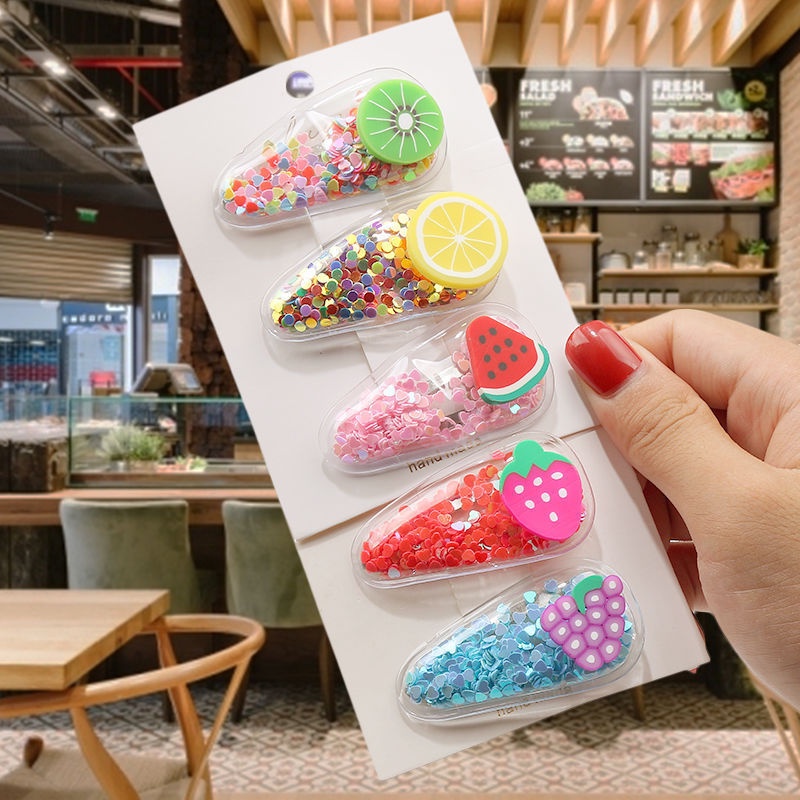 Kẹp Tóc Kim Tuyến Hình Trái Cây Hoạt Hình Đáng Yêu Cho Bé Gái