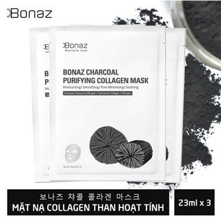 Combo 3 mặt nạ Than hoạt tính Thanh lọc da BONAZ (23ml x 3)