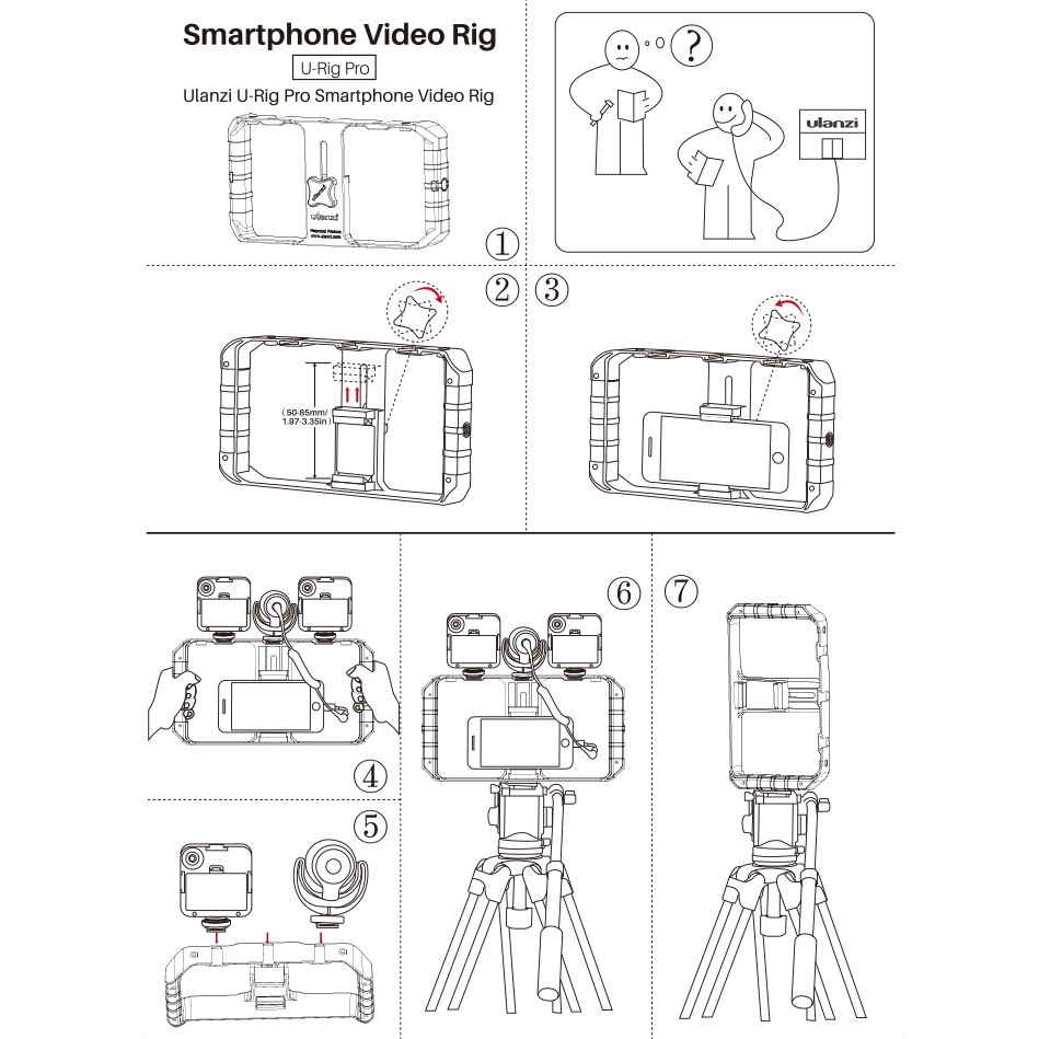 Tay Cầm Chống Rung Cho Điện Thoại Hỗ Trợ Quay Phim, Chụp Ảnh Ulanzi U-rig Pro