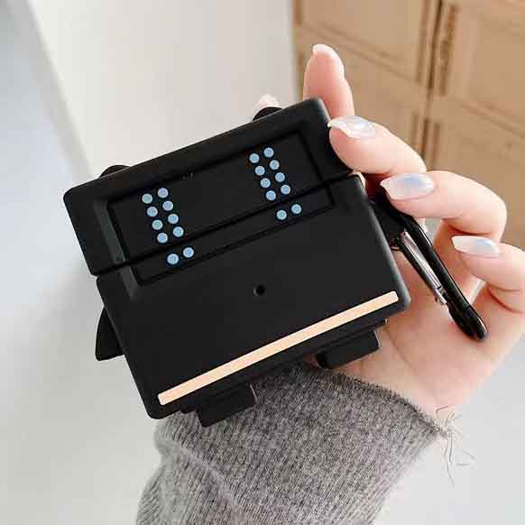 Vỏ Bảo Vệ Hộp Sạc Tai Nghe Airpods 1 / 2 / 3 / pro Bằng Silicon Hình Robert Đen Dễ Thương