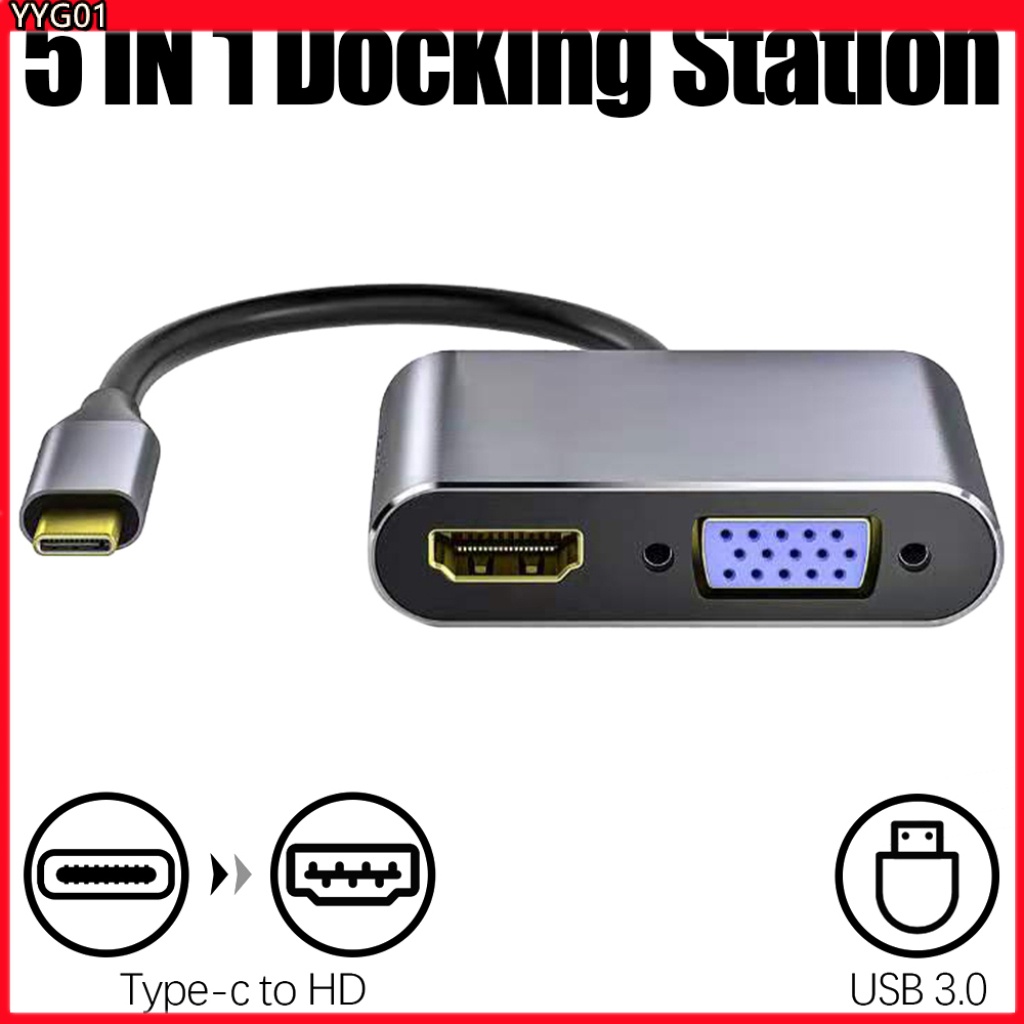 Bộ chia cổng Type-C sang HDMI-Compatible / VGA 5 trong 1