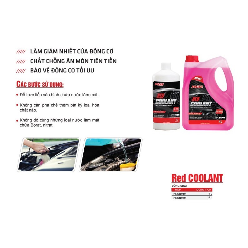 Nước làm mát động cơ ô tô Focar Red Coolant 4L