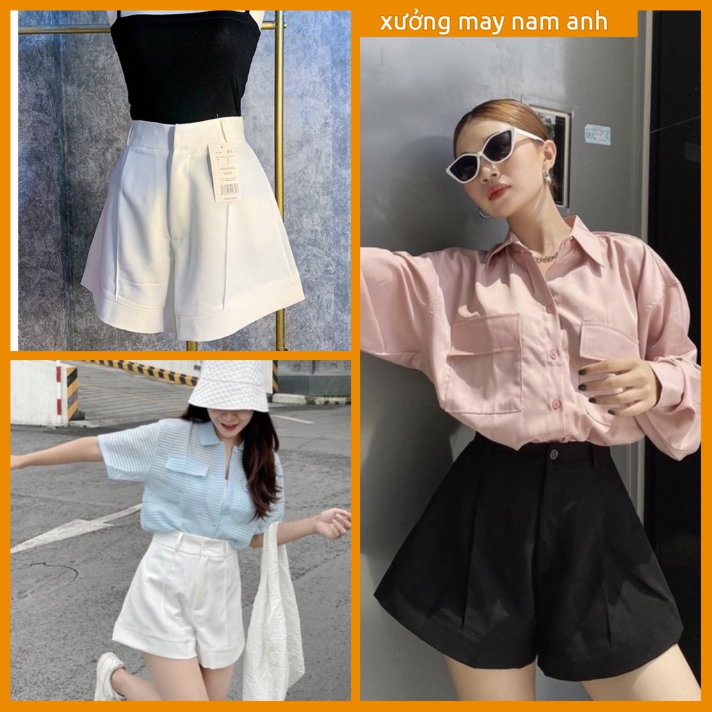 Quần Short Nữ Ống Rộng, Quần Sooc Ống Loe Cạp Cao Mặc Tôn Dáng M510 | BigBuy360 - bigbuy360.vn