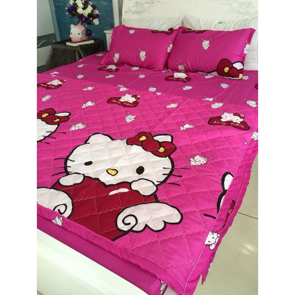 Bộ drap giường coton nhung Hello Kitty (chọn mẫu)