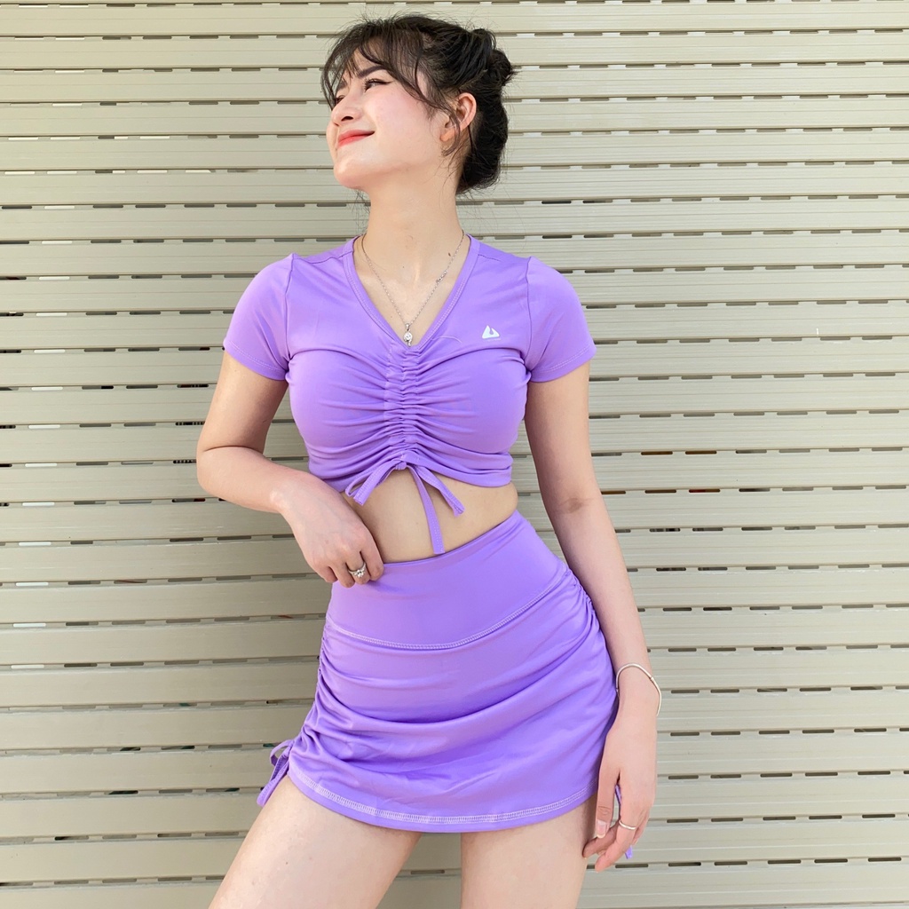 Bộ đồ tập gym yoga aerobic váy 2 lớp trong lót quần baoyen1010 CHẤT ĐẸP, giúp nâng mông và định hình lai cơ thể