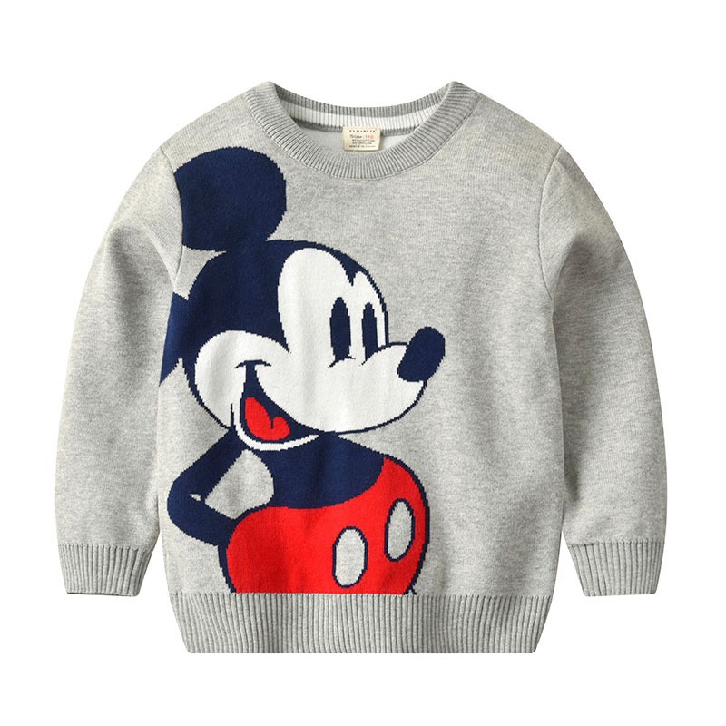 Áo Len Tay Dài Họa Tiết Chuột Mickey Đáng Yêu Cho Bé