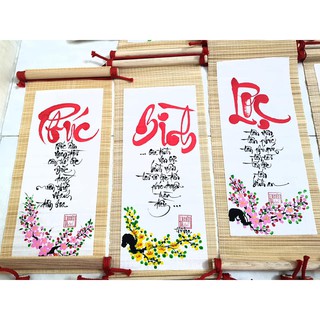 Liễn mành tre thư pháp - Trang trí tết 2024