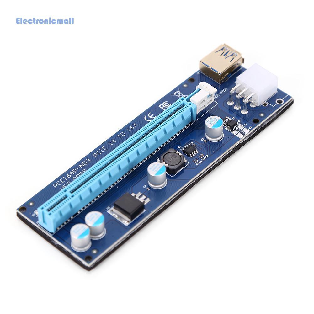 ElectronicMall01 PCI-E Riser Card USB 3.0 Cable PCI Express 1X to 16X Extender SATA To 6Pin Power