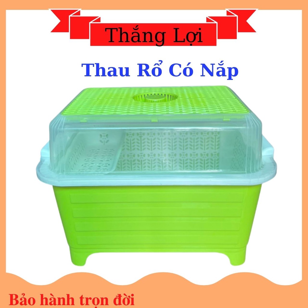 Thau Rổ Úp Chén Bát Dĩa, Úp Bình Sữa Cho Bé Có Nắp Nhựa Thắng Lợi 40x29.5x27.5cm