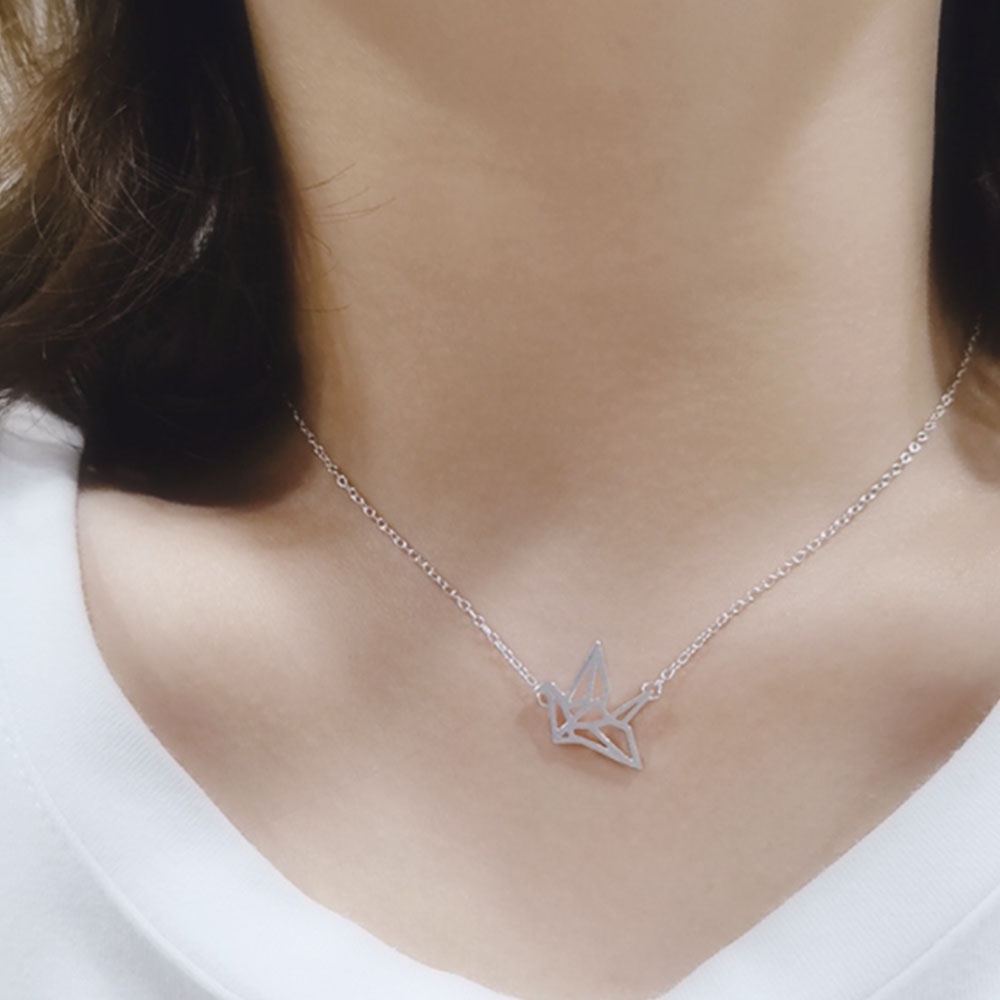Vòng cổ mặt hình hạc giấy phong cách Hàn Quốc