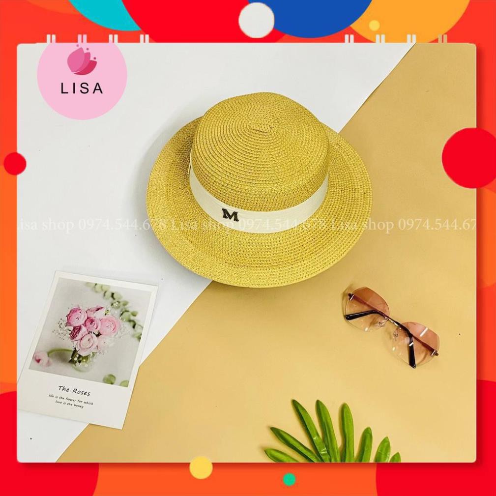 Mũ cói đi biển, Nón cói đi biển chữ M thời trang phong cách Vintage cho nữ 2021, M20 Lisa