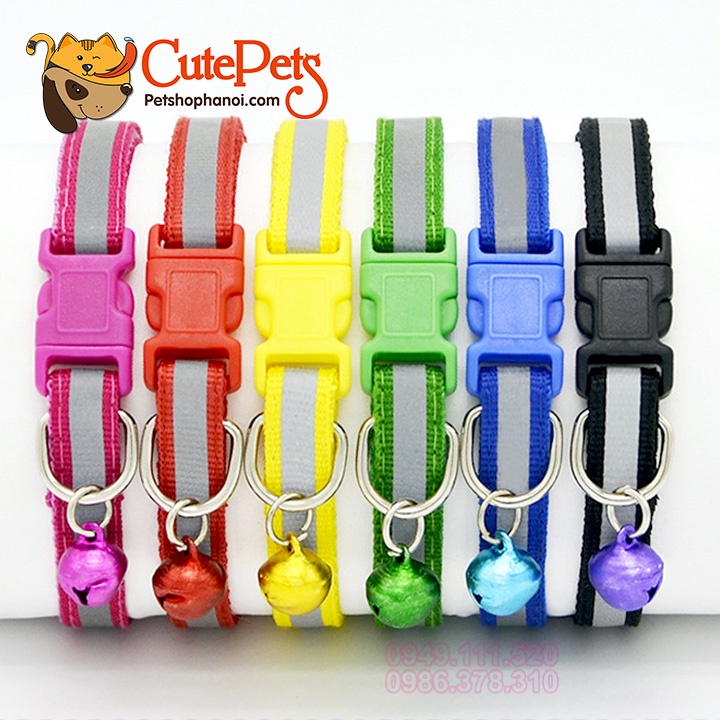 Vòng cổ cho mèo, vòng cổ phản quang gắn chuông - Phụ kiện chó mèo Hà Nội