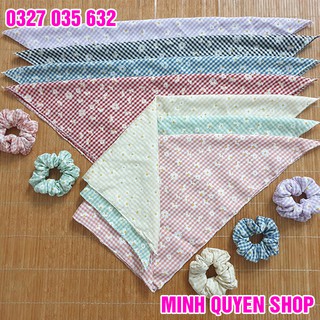 Khăn Turban Headband BANDANA Vải Kẻ Caro Hoa Cúc Nữ Tính Khăn Vuông Vải Nam Nữ