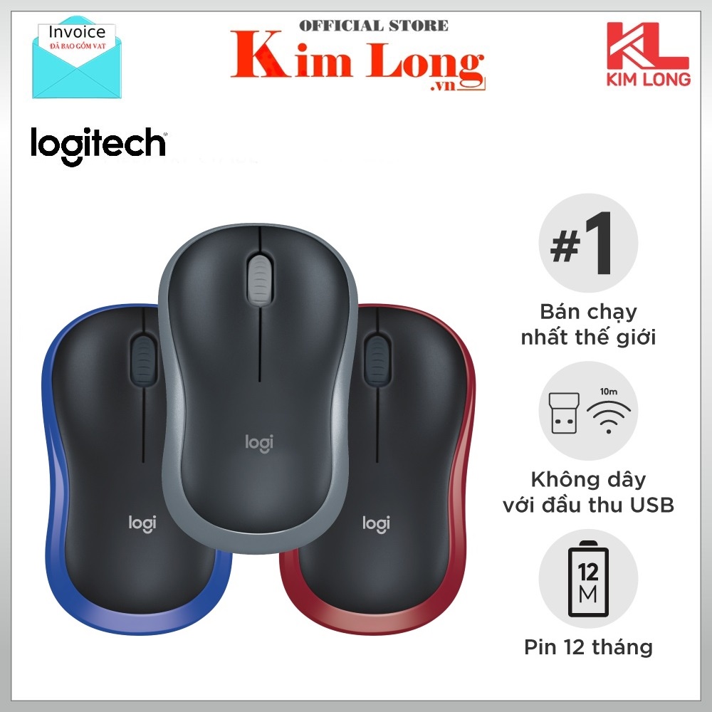 Chuột Logitech M185 không dây - Bảo hành 3 năm chính hãng
