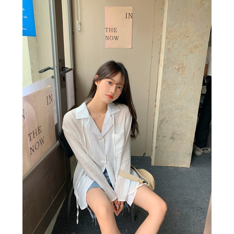 Áo sơ mi SUXI kiểu tay dài màu trơn thiết kế thanh lịch