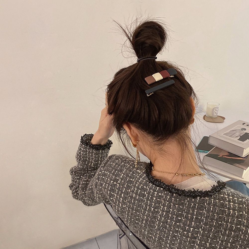 Kẹp Tóc Nhựa Resin Hình Tròn / Chữ Nhật Nhiều Màu Sắc Dễ Thương Phong Cách Hàn Quốc Cho Nữ