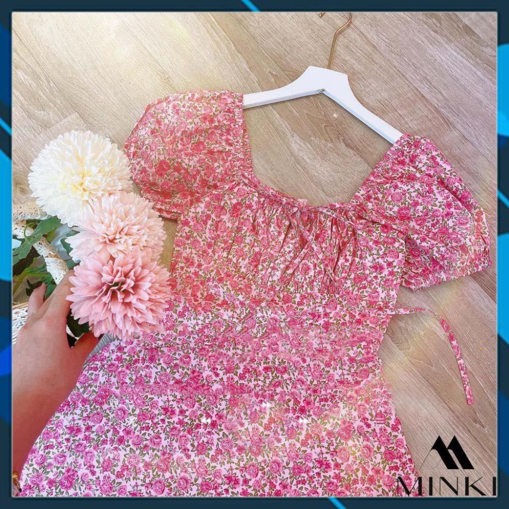 [ HOT DEAL ]  Váy Hoa Nhí Cổ Vuông - Chất liệu Thô Pha Tơ Nhập Khẩu - Phiên Bản Hoa Hồng Vintage [][] | BigBuy360 - bigbuy360.vn