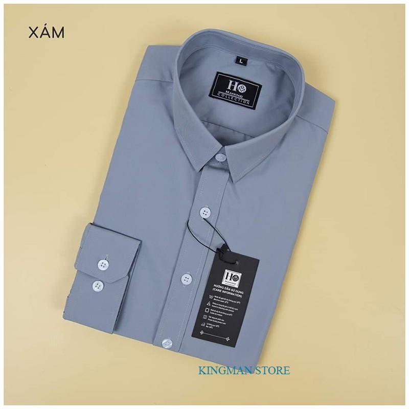 Áo Sơ Mi Nam Dài Tay Công Sở Cao Cấp, Áo Sơ Mi Nam Trơn Gấp Hộp Không Nhăn Thoáng Mát Thấm Hút Mồ Hôi - KINGMAN STORE