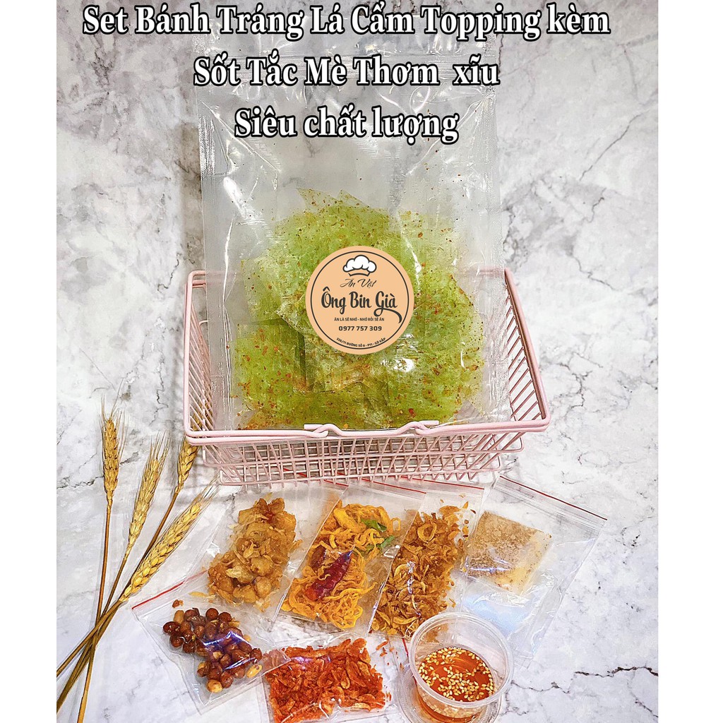 Bánh Tráng Topping Siêu To Siêu Chất Vị Lá Dứa (khô gà - tốp mỡ - nước sốt tắc mè - đậu phộng cháy tỏi - ruốc khô)