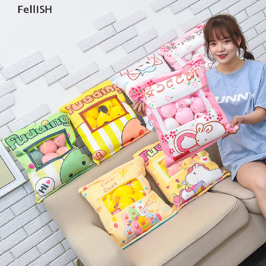 Gối Nhồi Bông Mềm Mại Hình Bánh Pudding / Mèo / Khủng Long Dễ Thương 439br