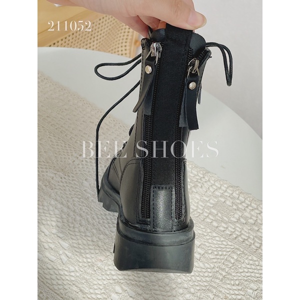 BEESHOES - BOOT NỮ DA MỀM MŨI TRÒN - BOOT NỮ CAO 3CM CÓ SẴN MÀU ĐEN 211052