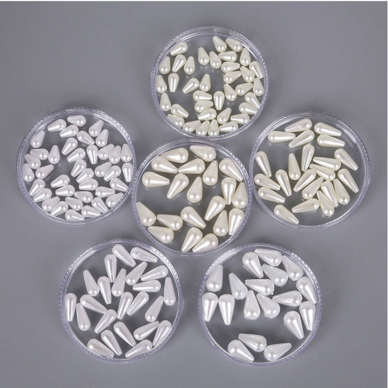 Set 100 hạt ngọc trai nhân tạo hình giọt nước bằng chất liệu acrylic dùng để làm đồ trang sức thủ công