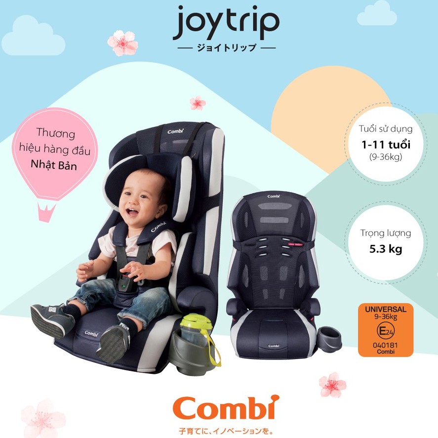 Ghế ngồi ô tô Combi Joytrip Plus màu black/ ghi nâu