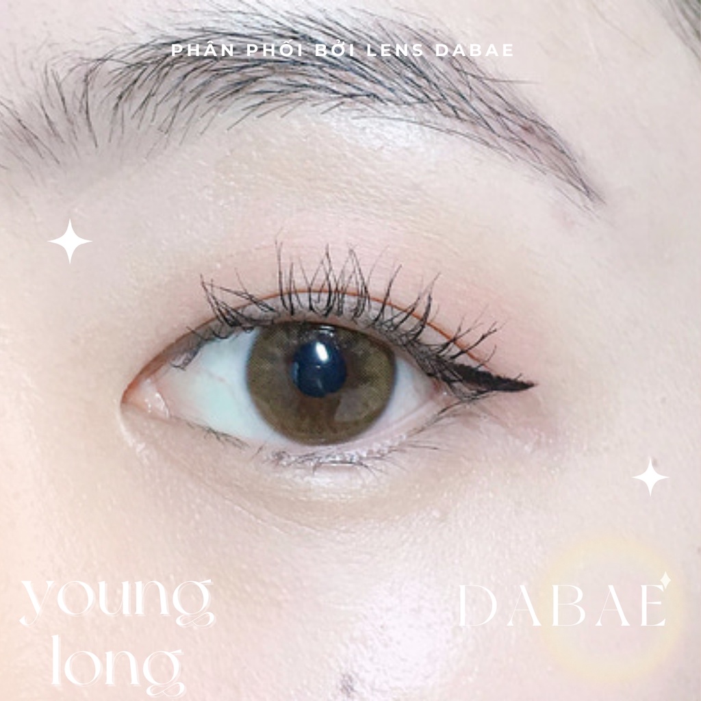 hãng Lensme YOUNG LONG BROWN kính áp tròng  Hàn Quốc lens nâu trà sữa tự nhiên chất liệu hema có độ cận