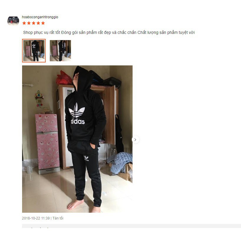 Bộ nỉ nam có mũ Adidas | BigBuy360 - bigbuy360.vn