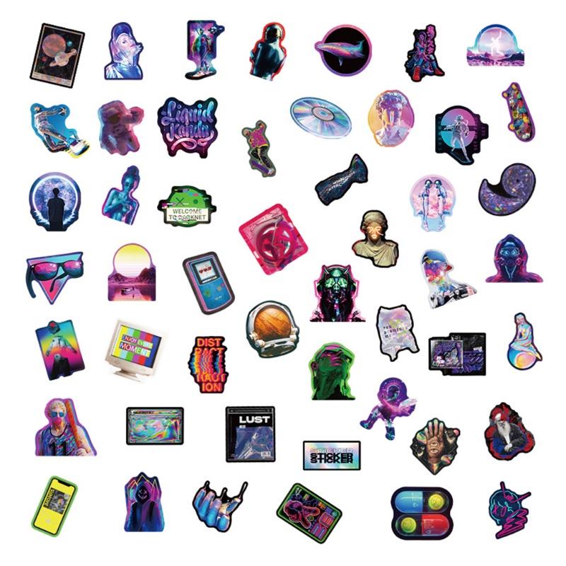 Set 50 miếng dán trang trí xe đạp/mũ bảo hiểm và đàn piano