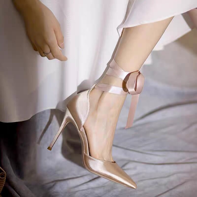Giày cao gót mũi nhọn thời trang Pháp 2022 thanh lịch cho phụ nữ 1JPb