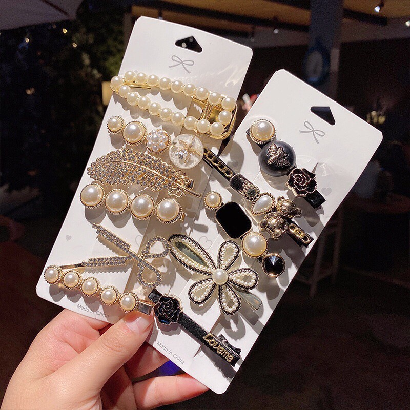 Set 5 kẹp tóc đính đá sang chảnh cho nữ