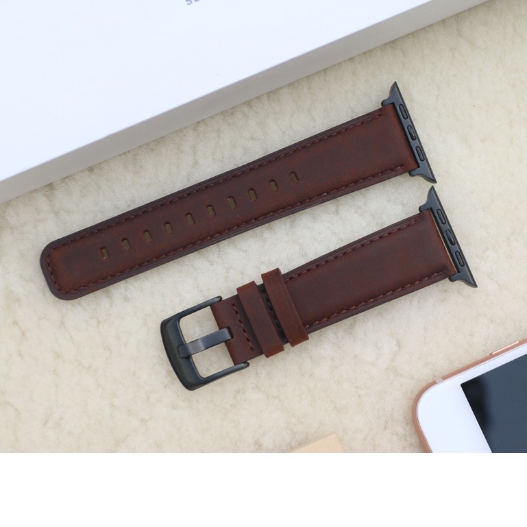 Dây Da Đồng Hồ Da Bò Sáp Thay Thế Cho Đồng Hồ Táo Khóa Thép 316L Dành Cho Ful Series
