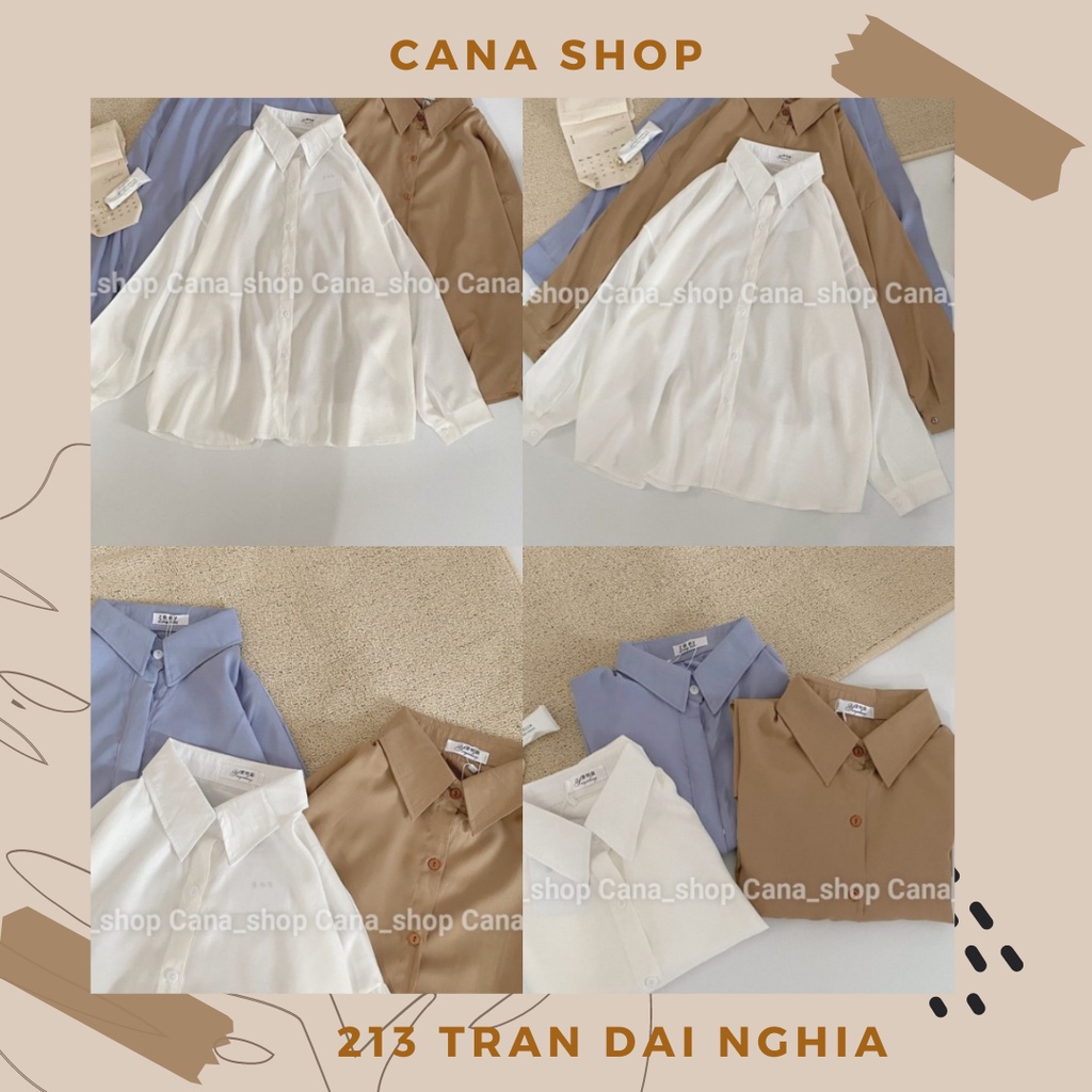 Áo Sơ Mi Trơn Dáng Suông Rộng Basic Hàn Quốc | CANA SHOP