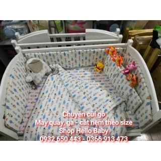 Bộ quây ga cho cũi gỗ kt 120*80. vải cotton hàn.