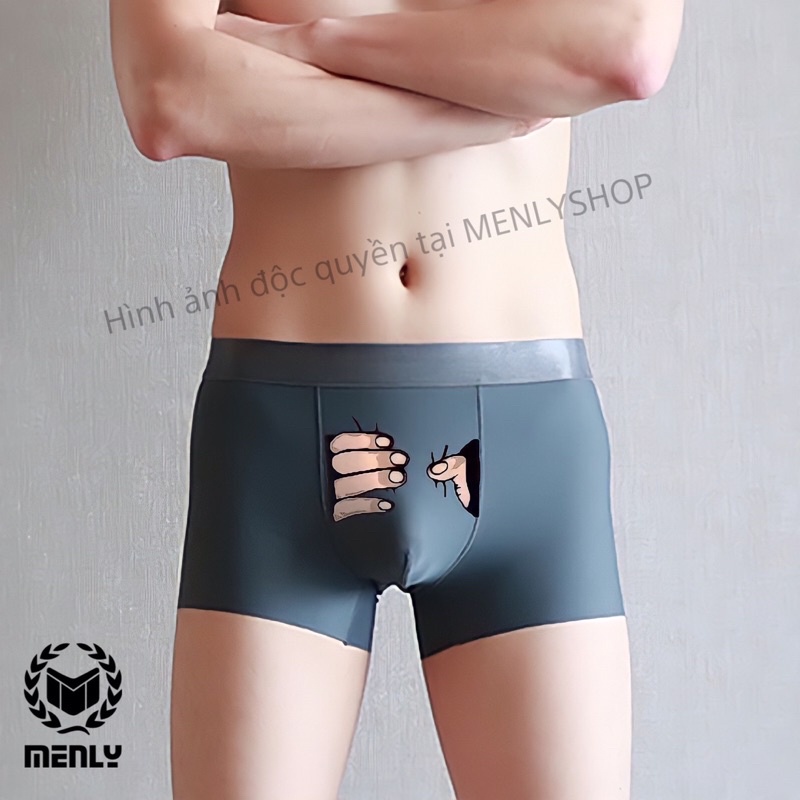Quần sịp nam, quần lót đùi nam thun lạnh họa tiết bàn tay cao cấp thiết kế độc quyền