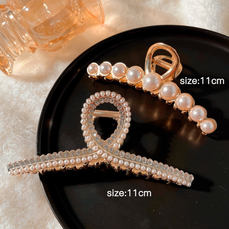 Kẹp Tóc Đính Đá Và Ngọc Trai Bằng Hợp Kim Thời Trang Hàn Quốc Sang Trọng Cho Nữ