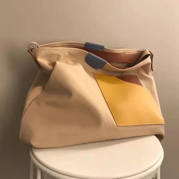 Túi Đeo Vai Vải canvas Màu Sắc Đối Lập Phong Cách Hàn Quốc Thời Trang Cho Nam Và Nữ fp072