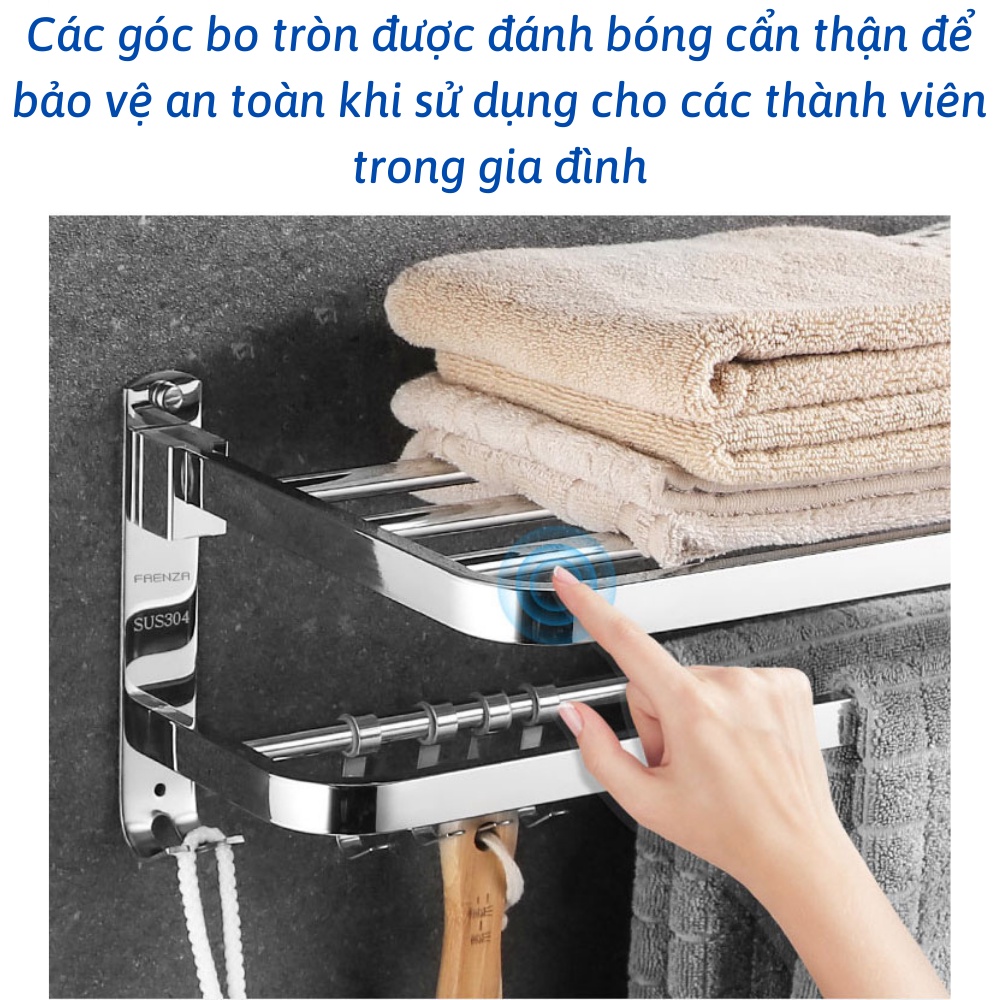 Giá treo khăn gắn tường, kệ để đồ nhà tắm bằng inox không gỉ chắc chắn KENSHIN SHOP