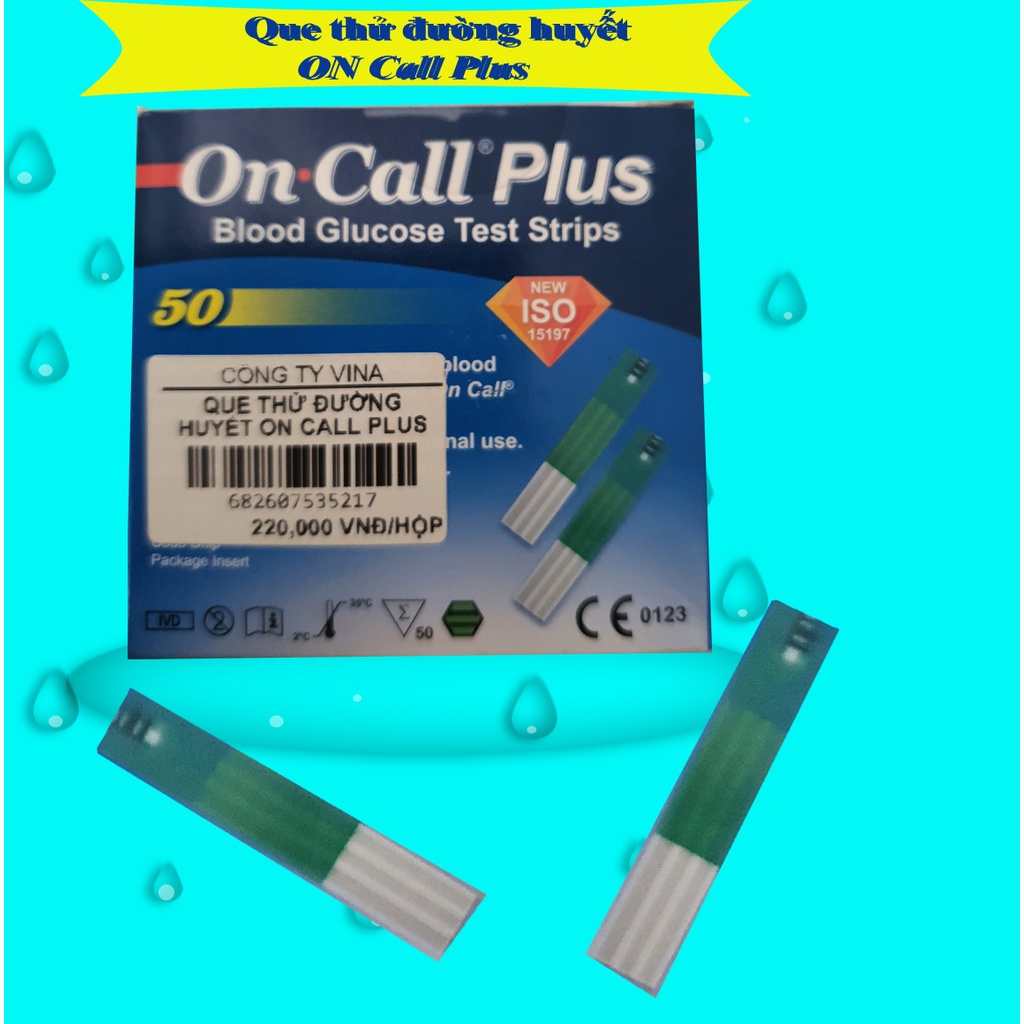 Que thử đường huyết On Call Plus hộp/50 que hoặc 25 que đo nhanh và chính xác HSD 14 tháng 1 năm 2024