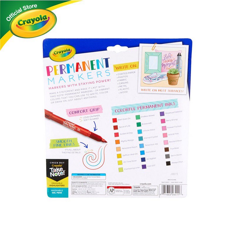 Bộ 24 cây Bút lông màu Ghi chú Crayola tạm thời