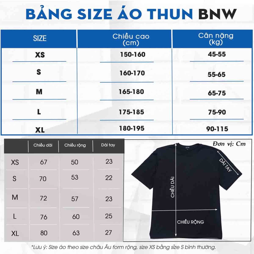 Áo thun nam nữ Unisex form rộng BNW phông trơn basic 2 màu Đen/Trắng chất cotton 100% cao cấp | BigBuy360 - bigbuy360.vn