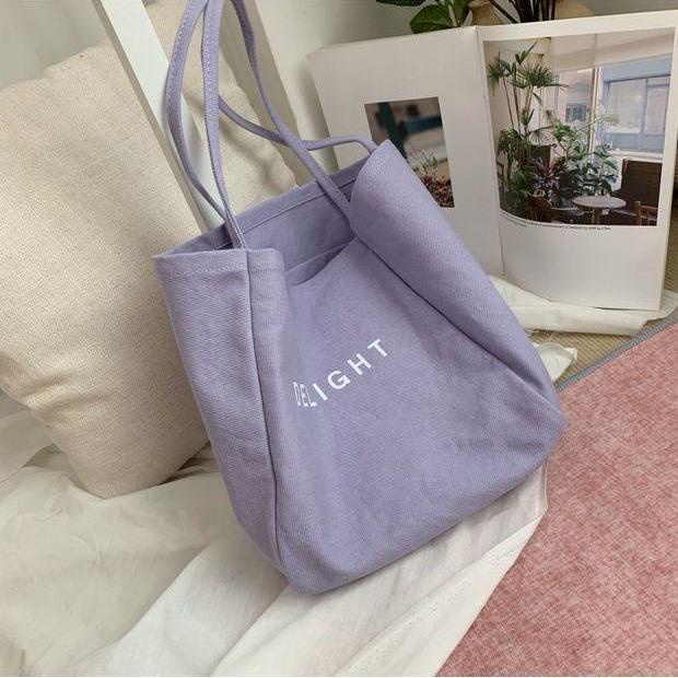 Túi vải canvas sức chứa lớn thiết kế đơn giản thời trang mùa hè phong cách Nhật Hàn
