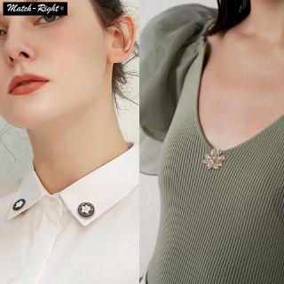 1 Cặp Nút Cài Cổ Áo Sơ Mi Hình Hoa Đính Đá # 5040