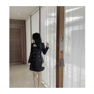 ĐẦM VEST NÚT CỔ VUÔNG (KÈM HÌNH THẬT KÈM CLIP)