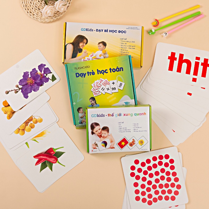 Flashcard - Combo Bộ Thẻ GDkids glenn doman Cơ Bản thế giới xung quanh thẻ toán thẻ chữ  259 thẻ - Cho bé 0- 6 tuổi