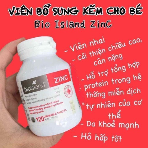 Viên bổ sung kẽm Zinc Bioisland 120 viên xuất xứ Úc