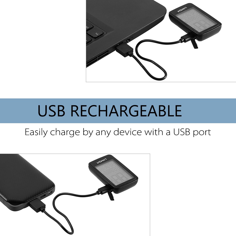 Đồng hồ đo tốc độ xe đạp không dây lixada có cổng sạc USB